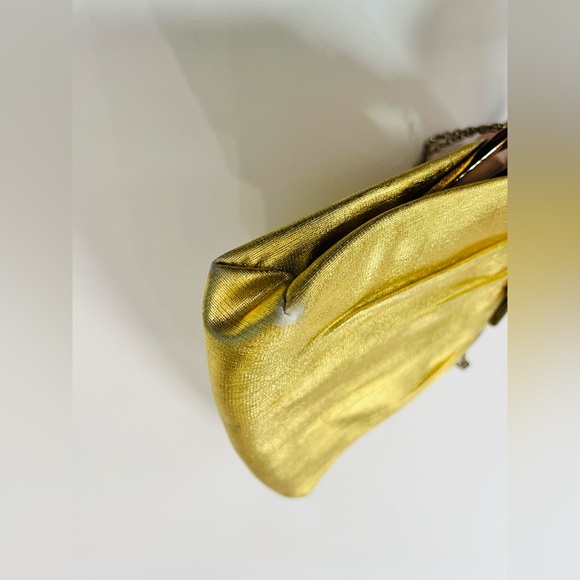 Vintage HL Harry Levine U.S.A. Evening Bag Gold Lame Clutch Purse Handbag - Picture 7 of 8